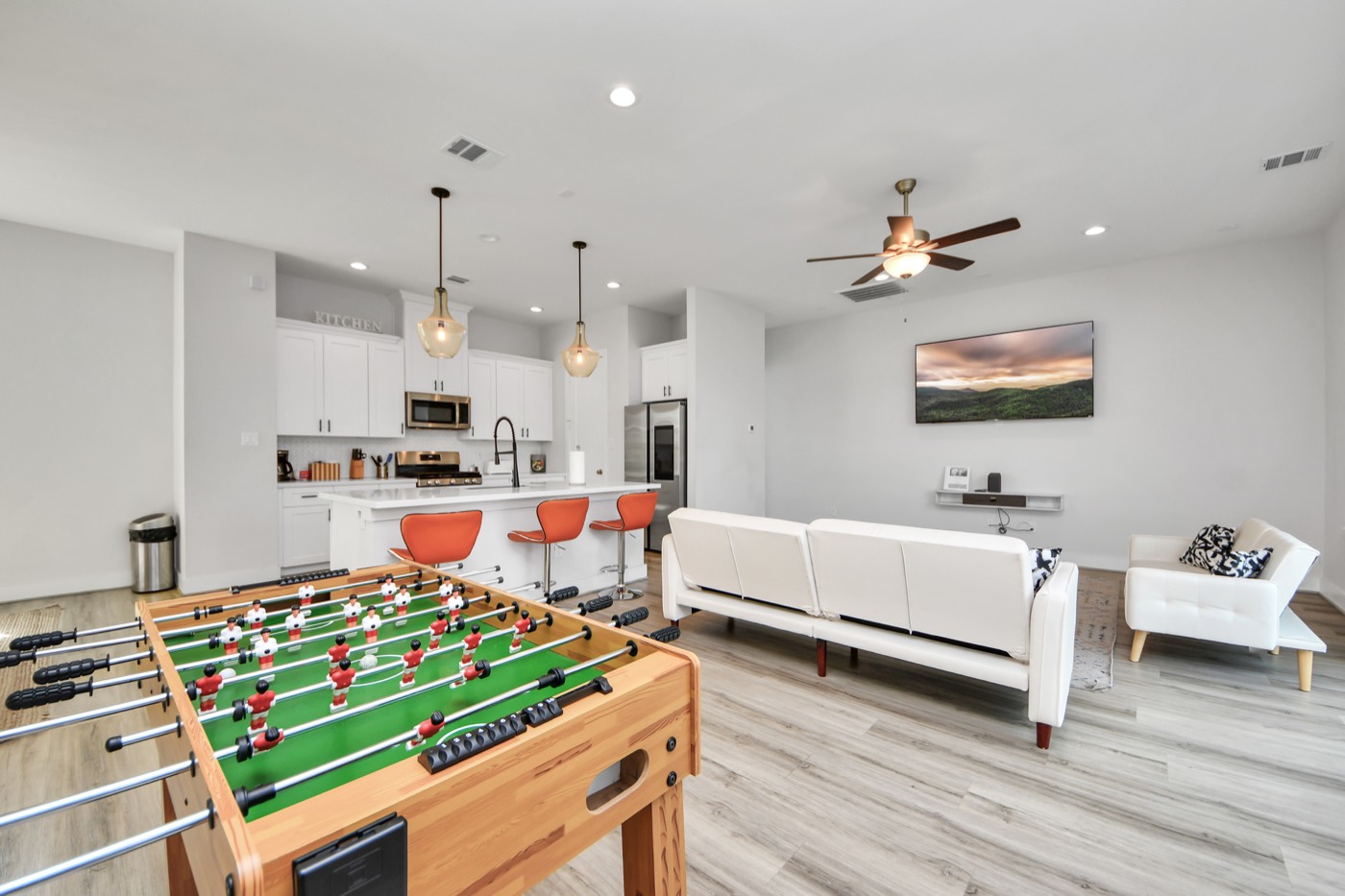 Angled living room view in Houston vacation rental